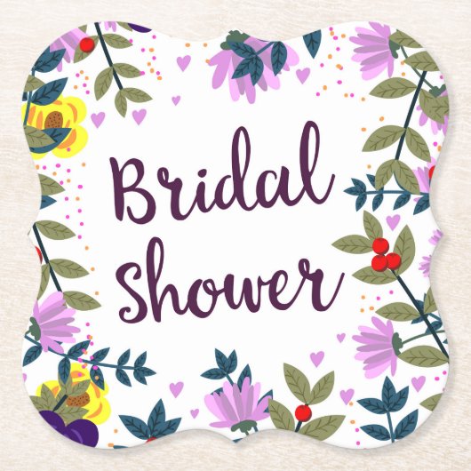 Bruiloft Bruidsfeest Vintage Bloemen Kartonnen Onderzetters (Voorkant)