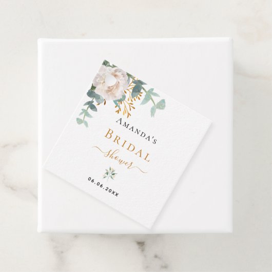 Bruiloft bruidsfeestje bloemige eucalyptus groen e bedankjes labels (In situ)