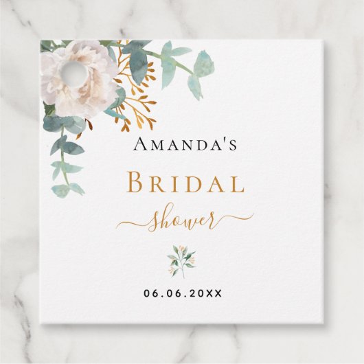 Bruiloft bruidsfeestje bloemige eucalyptus groen e bedankjes labels (Voorkant)