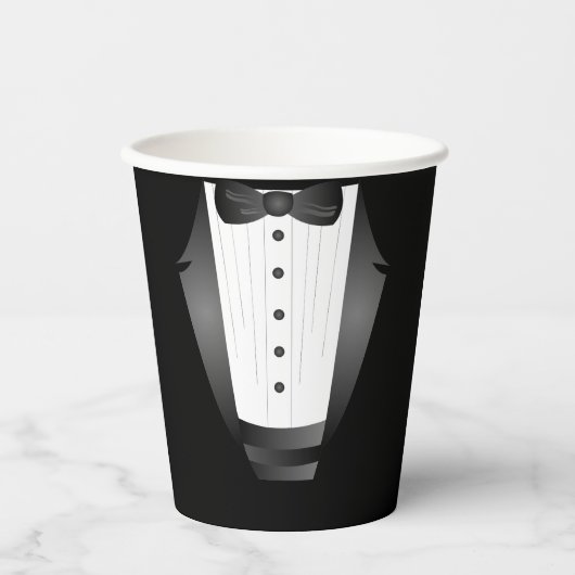 Bruiloft Bruidsjonker Team Bruidegom zwart smoking Papieren Bekers (Voorkant)