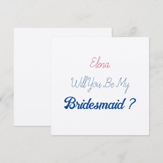 Bruiloft bruidsmeisje 2024 Rood Blauw Voorstel Kra Kaart (Voorkant / Achterkant)