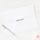 Bruiloft bruidsmeisje eenvoudig modern zwart wit vierkante sticker (Envelop)
