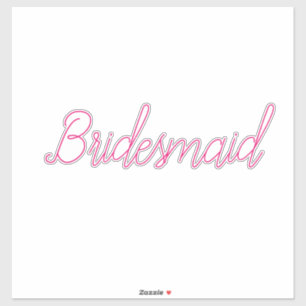 Bruiloft bruidsmeisje eenvoudige minimale roze aan sticker