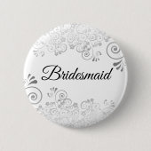 Bruiloft bruidsmeisje zilver  krullende filigraan ronde button 5,7 cm (Voorkant)