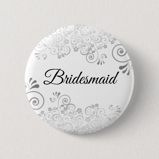 Bruiloft bruidsmeisje zilver  krullende filigraan ronde button 5,7 cm (Voorkant)