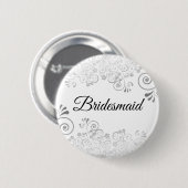 Bruiloft bruidsmeisje zilver  krullende filigraan ronde button 5,7 cm (Voorkant /achterkant)
