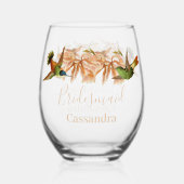 Bruiloft bruidsmeisjes Gift Hummingbird Waterverf Wijnglas Zonder Voet (Voorkant)