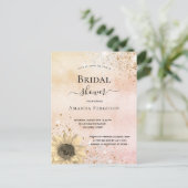 Bruiloft bruidsmeisjesfeest roosgoud rustieke zonn uitnodiging briefkaart (Staand voorkant)