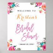 Bruiloft Bruidssalon Bord | Modern Waterverf Bloem Poster (Voorkant)