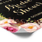 Bruiloft Bruidsshower Bord Goud Glitter Bloemen Poster (Hoek)