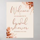 Bruiloft bruidsshower welkomstbord met rustieke bl poster (Voorkant)