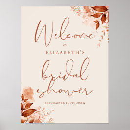 Bruiloft bruidsshower welkomstbord met rustieke bl poster