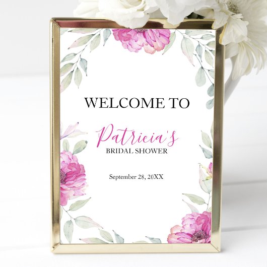 Bruiloft Bruidsshower Welkomstbord Roze Waterverf  Poster