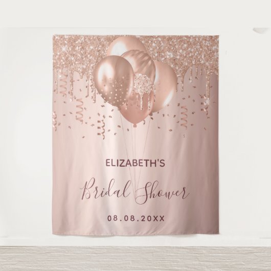 Bruiloft bruidssluiers roze gouden glinsterende ba wandkleed (Voorkant)