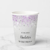 Bruiloft bruidssluiers zilver paarse glitters mono papieren bekers (Achterkant)