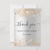 Bruiloft bruidssluiting zilver goud glitters glamo bedankkaart (Voorkant)