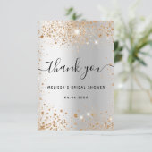 Bruiloft bruidssluiting zilver goud glitters glamo bedankkaart (Staand voorkant)
