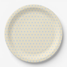 Bruiloft Bruidstaart Blauwe Stippen Patroon Papieren Bordje