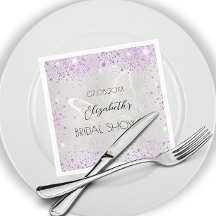 Bruiloft bruidsuitnodiging zilver lavendel vlinder servet