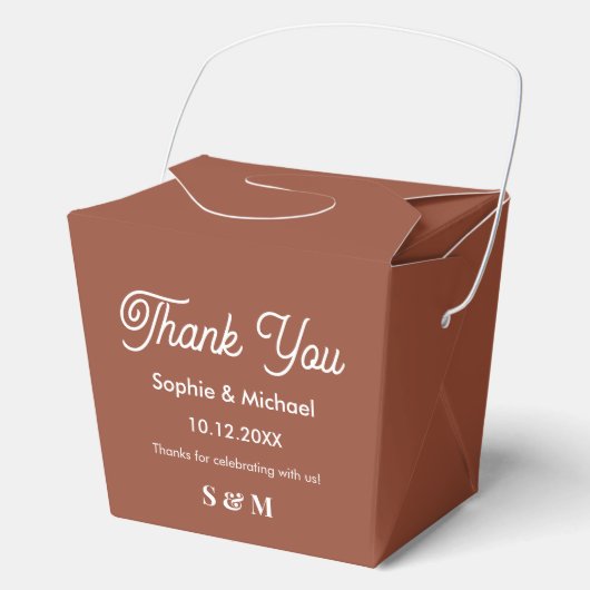Bruiloft Bruin Terracotta bruid bruidegom Bedankdoosjes (Voorkant)