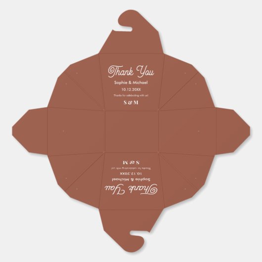 Bruiloft Bruin Terracotta bruid bruidegom Bedankdoosjes (Ongevouwen)