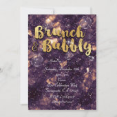 Bruiloft & Bruisend Paars Goud Glam Chic Uitnodigi Kaart (Voorkant)