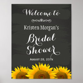 Bruiloft Brunch Bord Elegante Zonnebloemen Krijtbo Poster