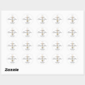 Bruiloft brunch bruisend fluit zoete dank je bruid ronde sticker (Vel)