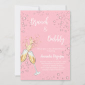 Bruiloft brunch bruisend roze feestelijke uitnodig kaart (Voorkant)