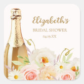 Bruiloft Brunch & Bubbelende Bloemen Bruidsmeisjes Vierkante Sticker (Voorkant)