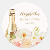 Bruiloft Brunch & Bubbels Bloemig Ronde Sticker (Voorkant)