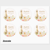 Bruiloft Brunch & Bubbels Bloemig Ronde Sticker (Vel)