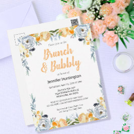 Bruiloft Brunch & Bubbels Bruidsuitnodiging Bloem  Briefkaart