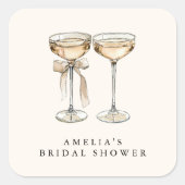 Bruiloft Brunch & Bubbels Champagne Vierkante Sticker (Voorkant)