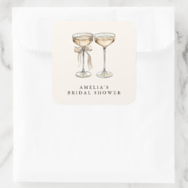 Bruiloft Brunch & Bubbels Champagne Vierkante Sticker