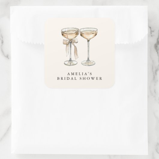 Bruiloft Brunch & Bubbels Champagne Vierkante Sticker (Tas)