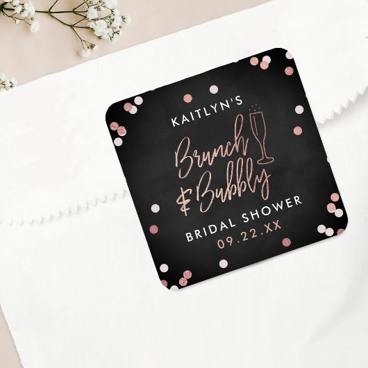 Bruiloft Brunch & Bubbels Confetti Bruidsbruiloft Vierkante Sticker