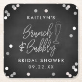 Bruiloft Brunch & Bubbels Confetti Bruidsfeest Kartonnen Onderzetters (Voorkant)