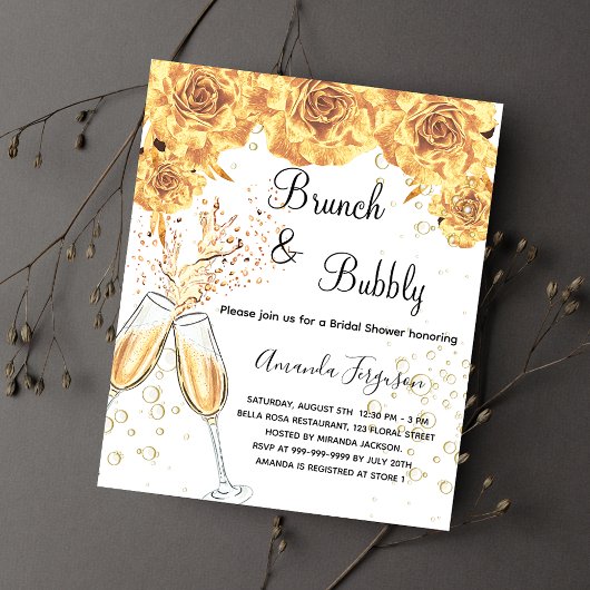 Bruiloft brunch bubbels feestelijke uitnodiging go flyer