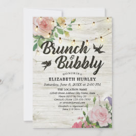 Bruiloft brunch & bubbels met bloem slingerlampjes kaart