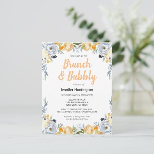 Bruiloft Brunch & Bubbly Bruidsboeket Boho Briefkaart (Staand voorkant)