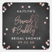 Bruiloft Brunch & Bubbly Confetti Bruidsfeest Vierkante Sticker (Voorkant)