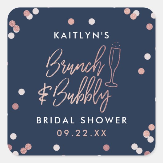 Bruiloft Brunch & Bubbly Confetti Vierkante Sticker (Voorkant)