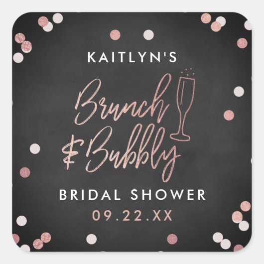 Bruiloft Brunch & Bubbly Confetti Vierkante Sticker (Voorkant)