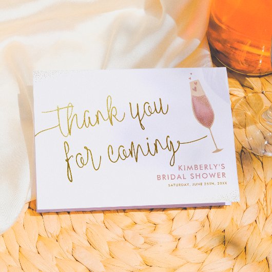 Bruiloft Brunch & Bubbly Trouw Bruidsshower Goud B Bedankkaart