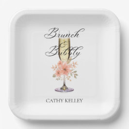 Bruiloft Brunch en Bruisend Bruidsfeest 9" Vierkan Papieren Bordje