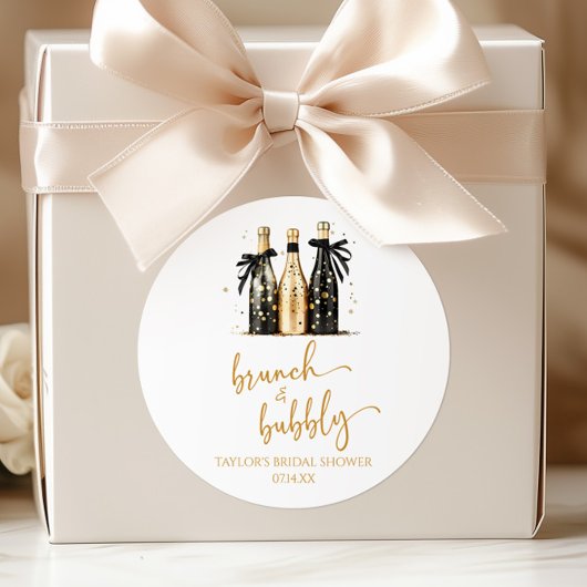 Bruiloft Brunch en Bruisend Goud Champagne Bruidsf Ronde Sticker