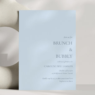 Bruiloft Brunch en Bruisend Stof Zacht Blauwe Brui Kaart