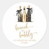 Bruiloft Brunch en Bruisende Gouden Champagne Brui Ronde Sticker (Voorkant)