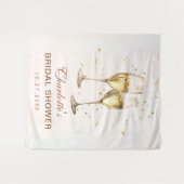 Bruiloft brunch en bubbel champagne bruidsuitnodig wandkleed (Voorkant (horizontaal))